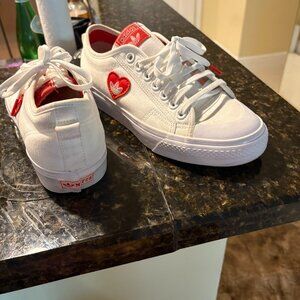 Adidas white pink sneakers